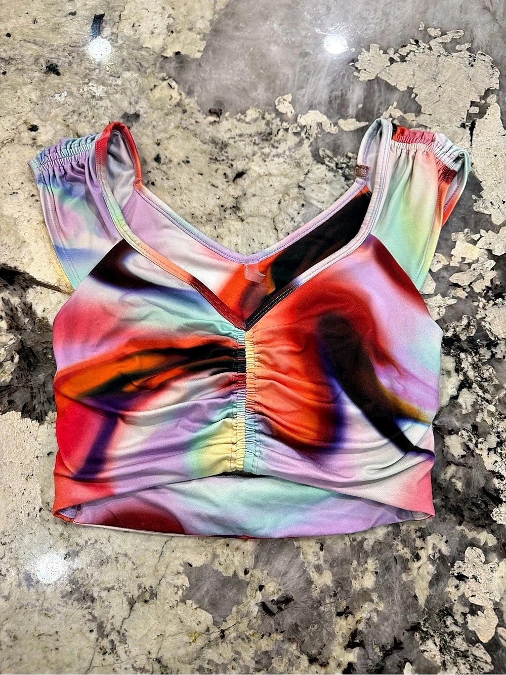 Free People Movement Printed Crop Tank Abstract Crop Tank Multicolor Like New